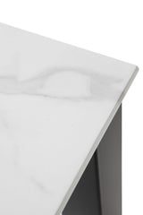 White Glass 75cm Square Dining Table Black Legs