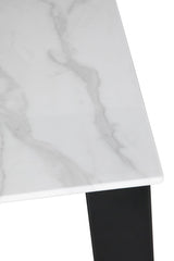 White Glass 75cm Square Dining Table Black Legs