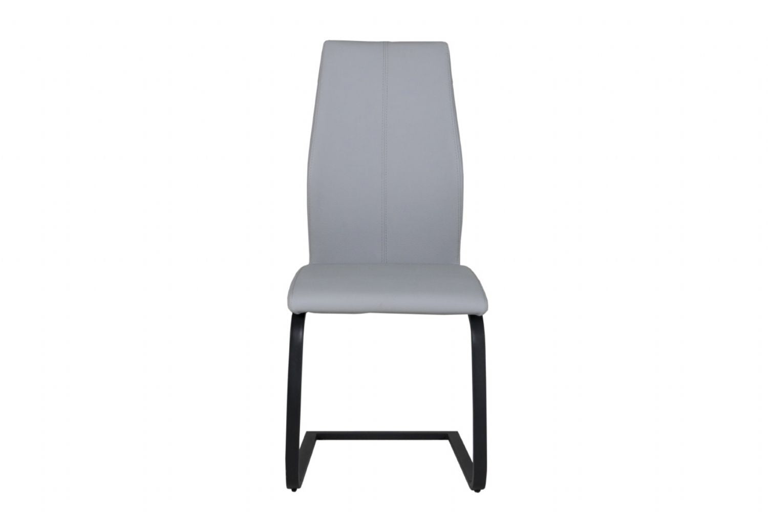 Putty Grey Leather Dining Chair Black Cantilever Metal Legs