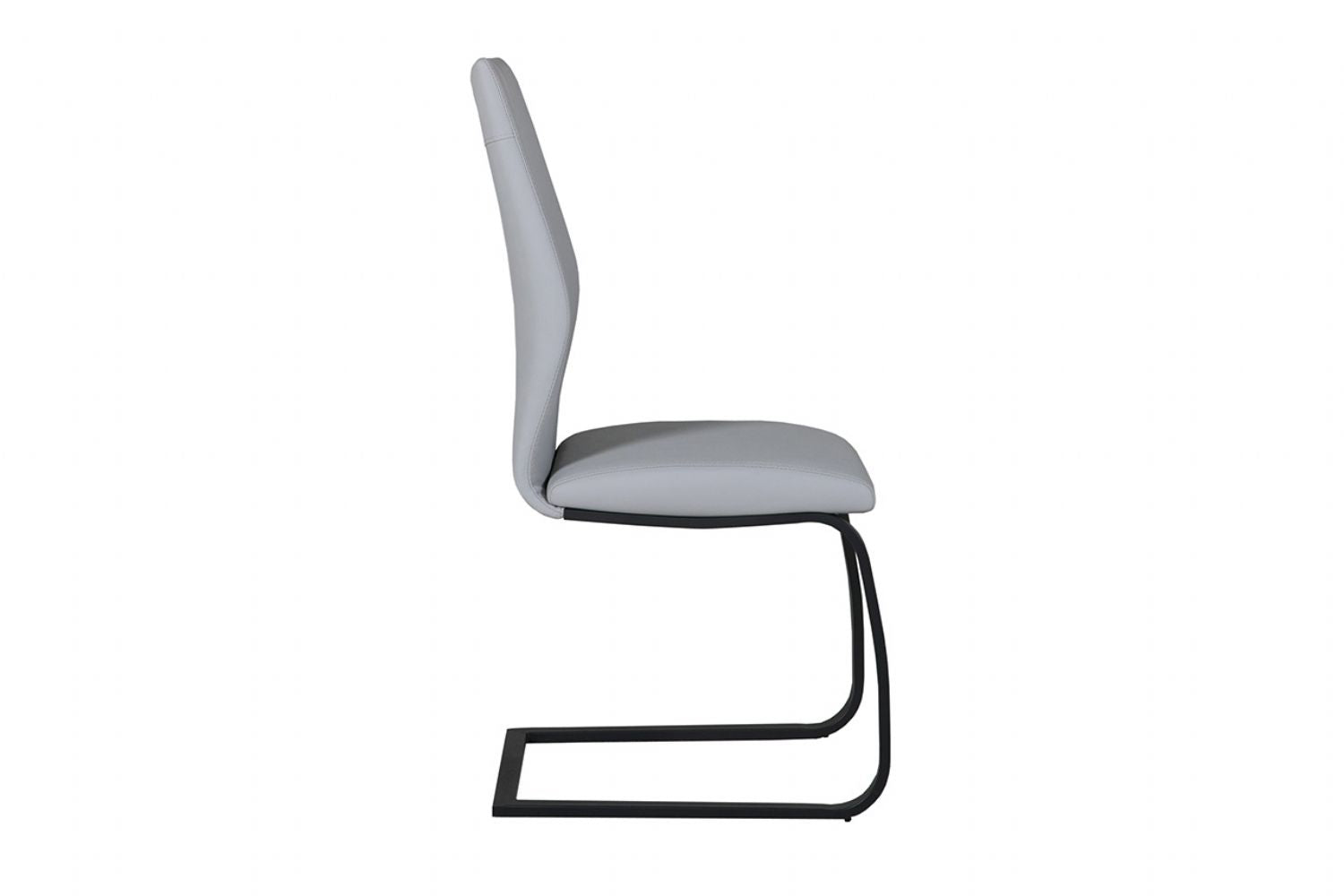 Putty Grey Leather Dining Chair Black Cantilever Metal Legs