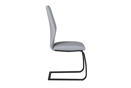 Putty Grey Leather Dining Chair Black Cantilever Metal Legs