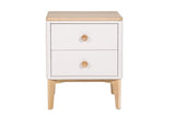 Modern Taupe Oak Veneer 2 Drawer Bedside Cabinet with Soft Close Drawers