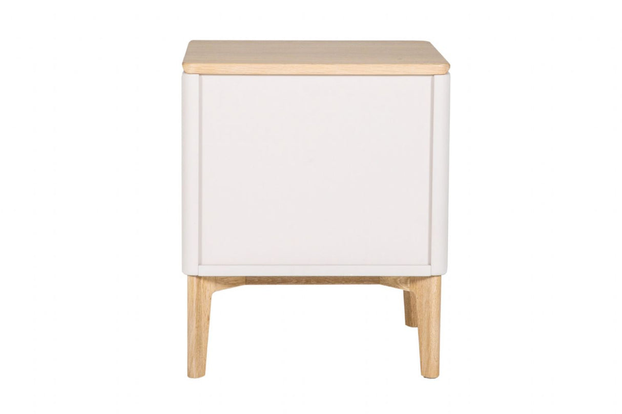 Modern Taupe Oak Veneer 2 Drawer Bedside Cabinet with Soft Close Drawers