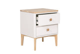 Modern Taupe Oak Veneer 2 Drawer Bedside Cabinet with Soft Close Drawers