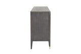 Art Deco Ribbed Brown 7 Drawer Dressing Chest in Brushed Gold Detailing