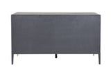 Art Deco Ribbed Brown 7 Drawer Dressing Chest in Brushed Gold Detailing