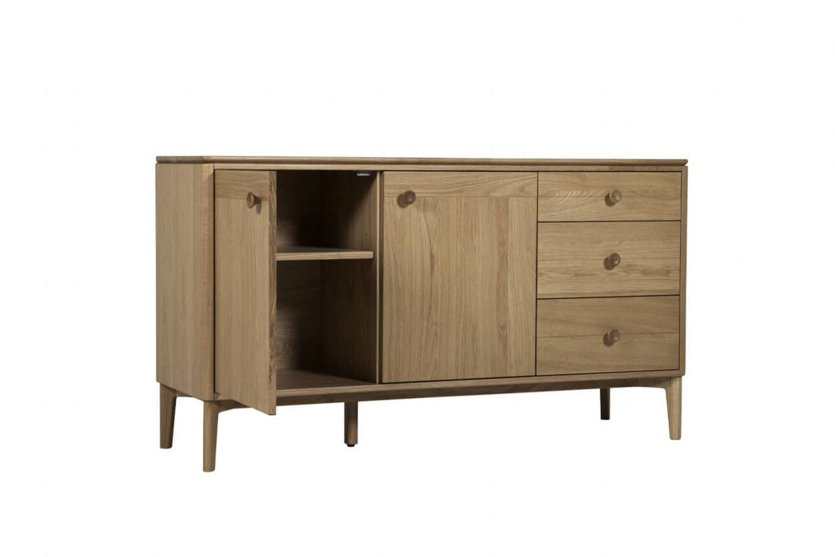 Modern Natural Oak Large 2 Door 3 Drawer Sideboard with Adjustable Shelf