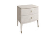 Stone Wooden 2 Drawer Bedside Table with Gold Handles