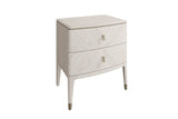 Stone Wooden 2 Drawer Bedside Table with Gold Handles