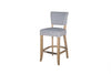 Grey Velvet Fabric Upholstered Bar Chair Wooden Frame