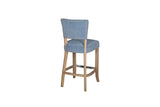 Light Blue Velvet Fabric Bar Chair Padded Seat