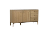 Modern Natural Oak Large 2 Door 3 Drawer Sideboard with Adjustable Shelf