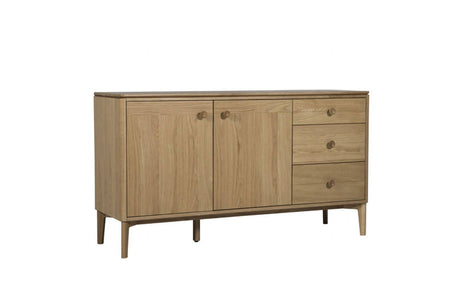 Modern Natural Oak Large 2 Door 3 Drawer Sideboard with Adjustable Shelf