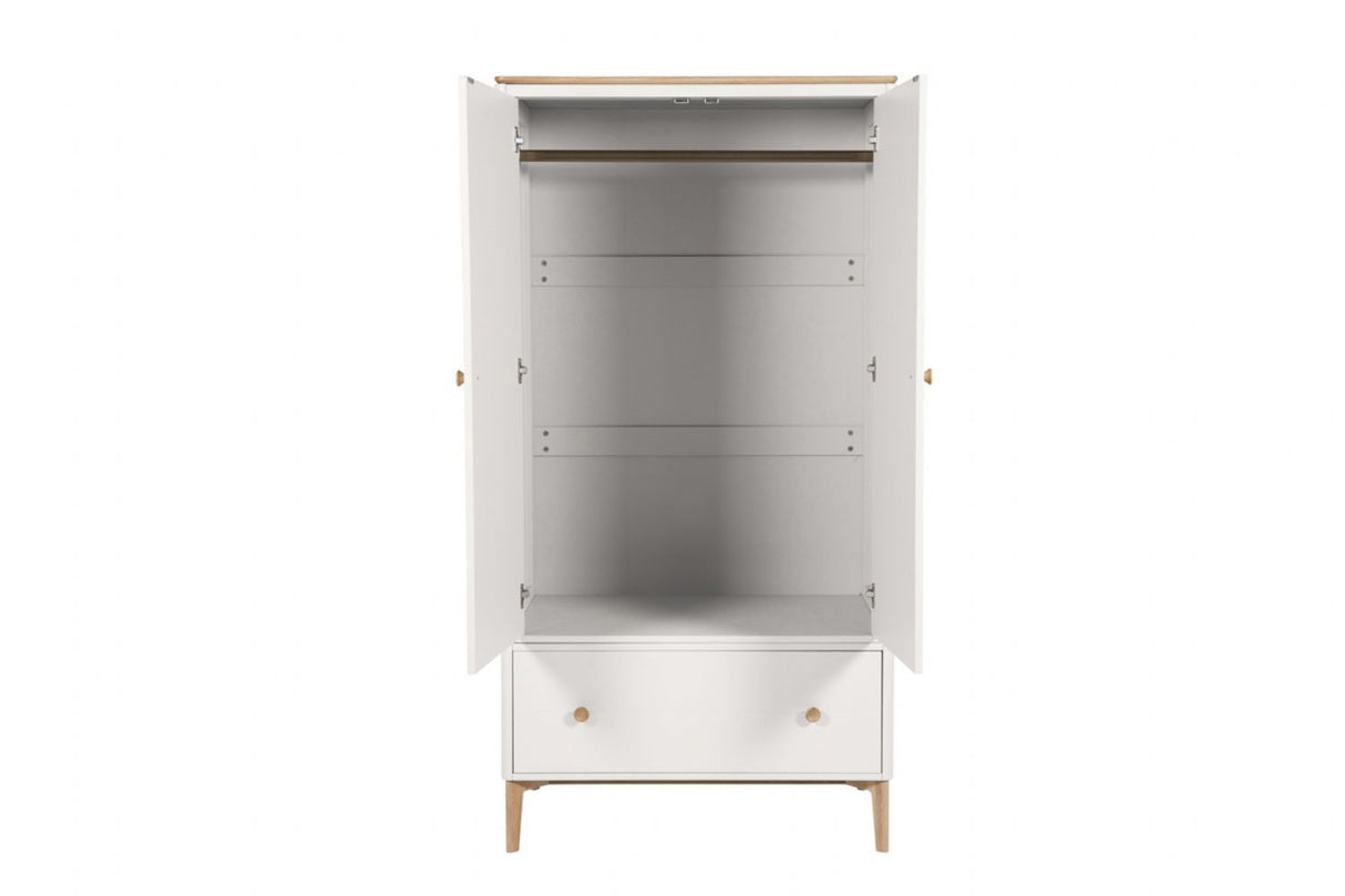 Taupe Cashmere Oak 2 Door 1 Drawer Wardrobe with Hanging Rail