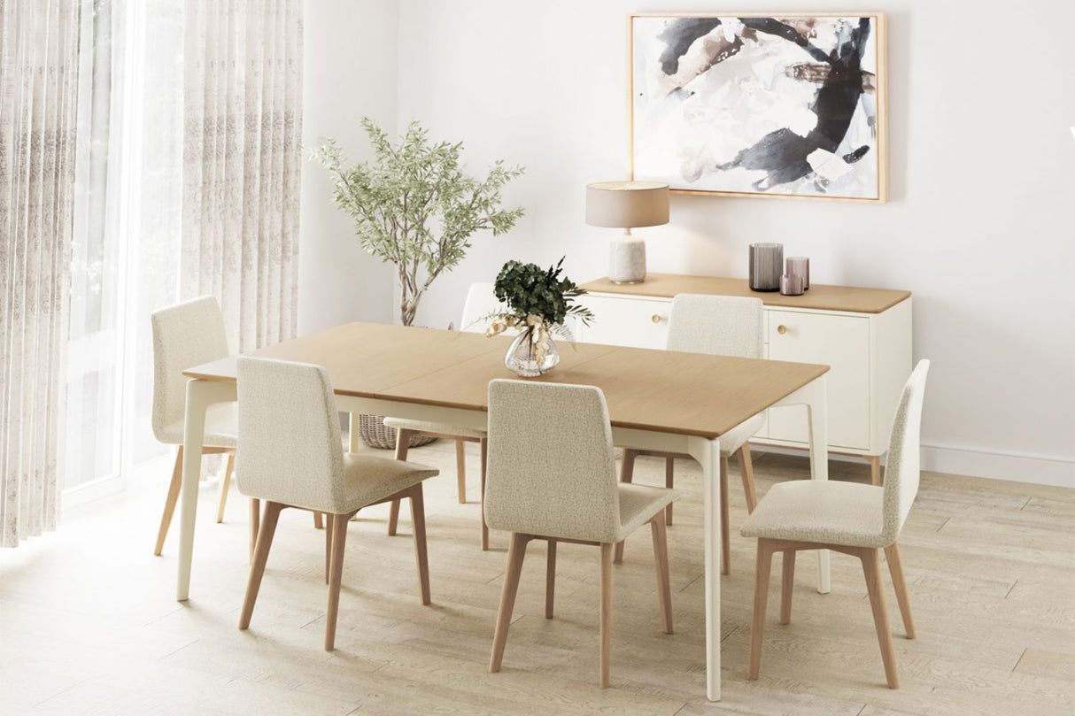 Grey Fabric Dining Chair Light Oak Legs