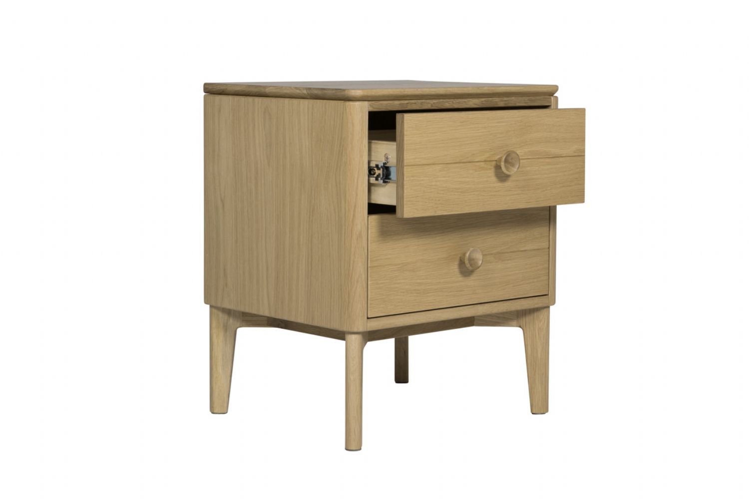 Natural Oak Wooden 2 Drawer Bedside Table Chest