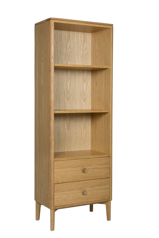Modern Natural Oak 2 Drawer 3 Shelf Open Storage Unit