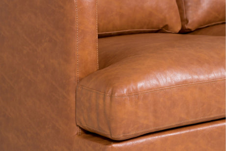 Modern Tan PU Upholstery 3 Seater Sofa with Black Metal Legs
