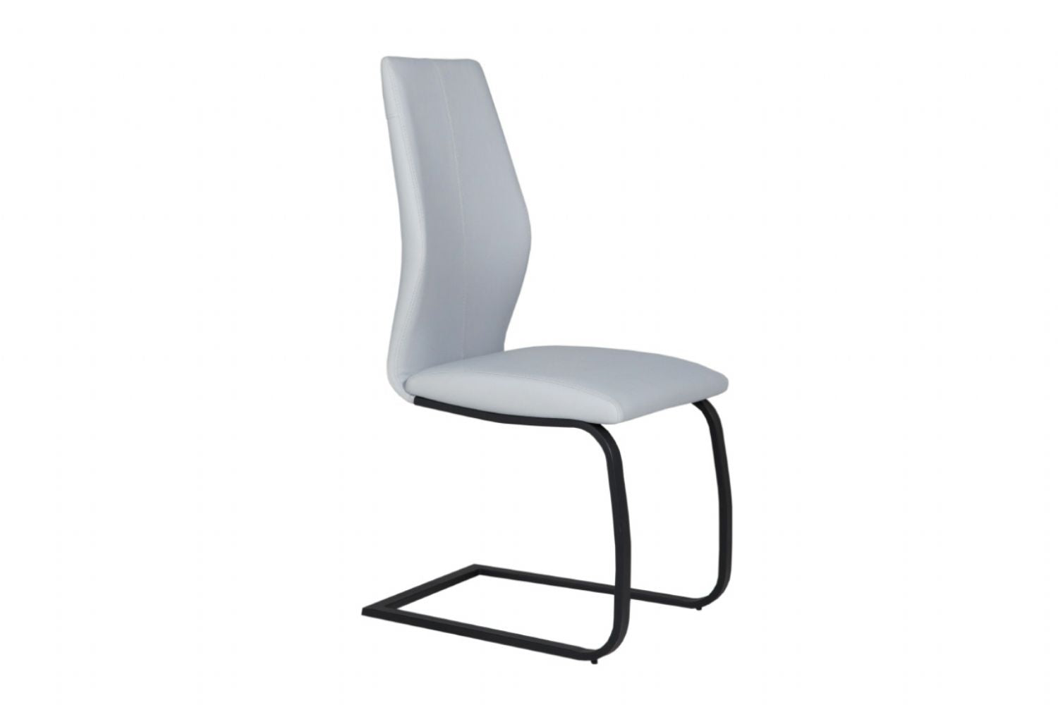 Silver Faux Leather Upholstered Cantilever Dining Chair