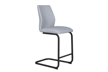 Silver Faux Leather Cantilever Bar Counter Stool