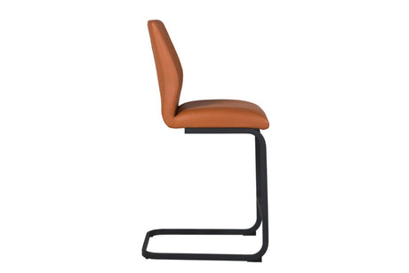 Modern Tan PU Leather Bar Stool Cantilever Metal Legs