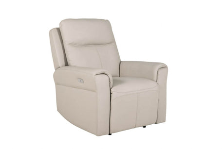 Stone Leather Electric Recliner with Padded Armrest