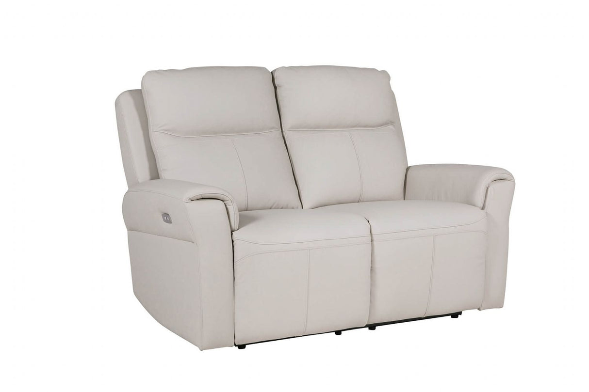 Stone Grey Leather Match 2 Seater Electric Reclining Sofa