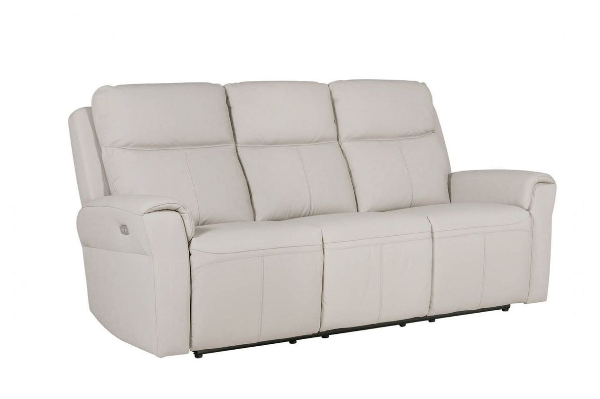 Stone Grey Leather Match 3 Seater Electric Reclining Sofa