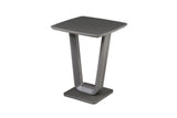 Matt Graphite Grey 80cm Square Bar Table with Glass Top