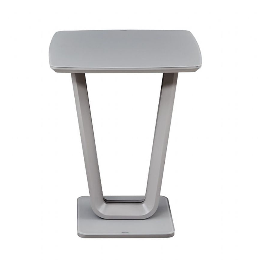 Matt Light Grey 80cm Square Bar Table with Glass Top