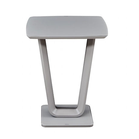Matt Light Grey 80cm Square Bar Table with Glass Top