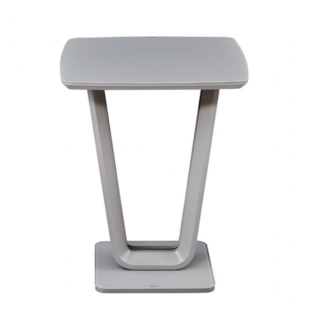 Matt Light Grey 80cm Square Bar Table with Glass Top