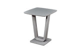 Matt Light Grey 80cm Square Bar Table with Glass Top