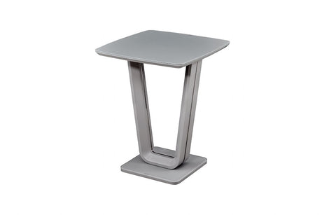 Matt Light Grey 80cm Square Bar Table with Glass Top
