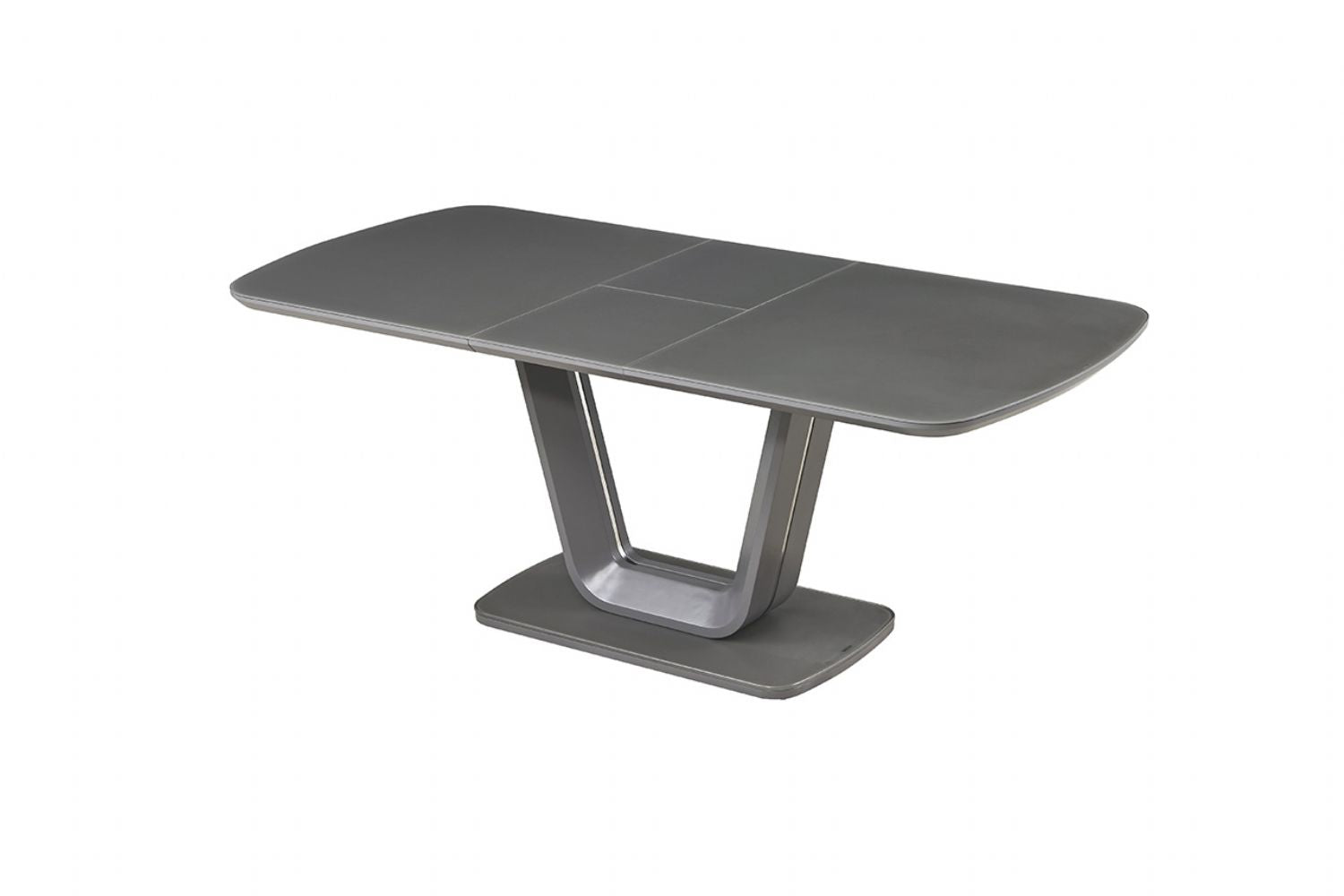 Grey Gloss 160 to 200cm Extending Dining Table with Glass Top