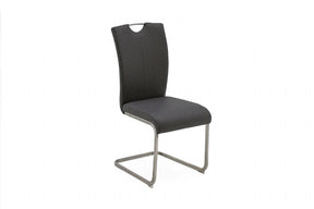 Grey Leather Dining Chair Metal Cantilever Base