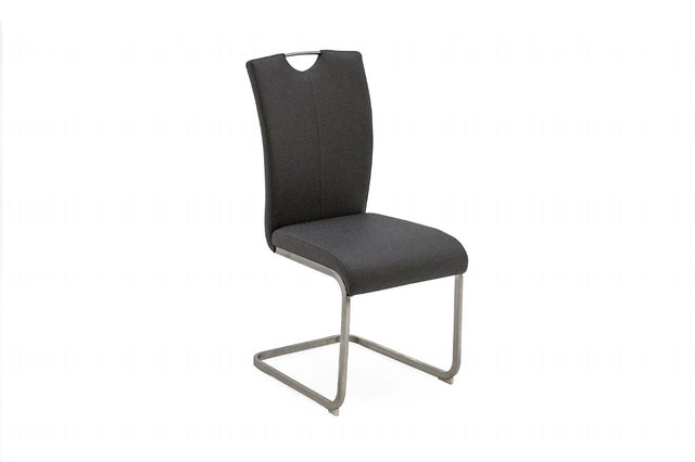 Grey Leather Dining Chair Metal Cantilever Base