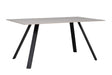Grey Rectangular 160cm Dining Table Black Metal Legs