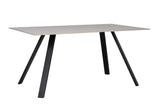 Grey Rectangular 160cm Dining Table Black Metal Legs