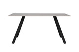 Grey Rectangular 160cm Dining Table Black Metal Legs