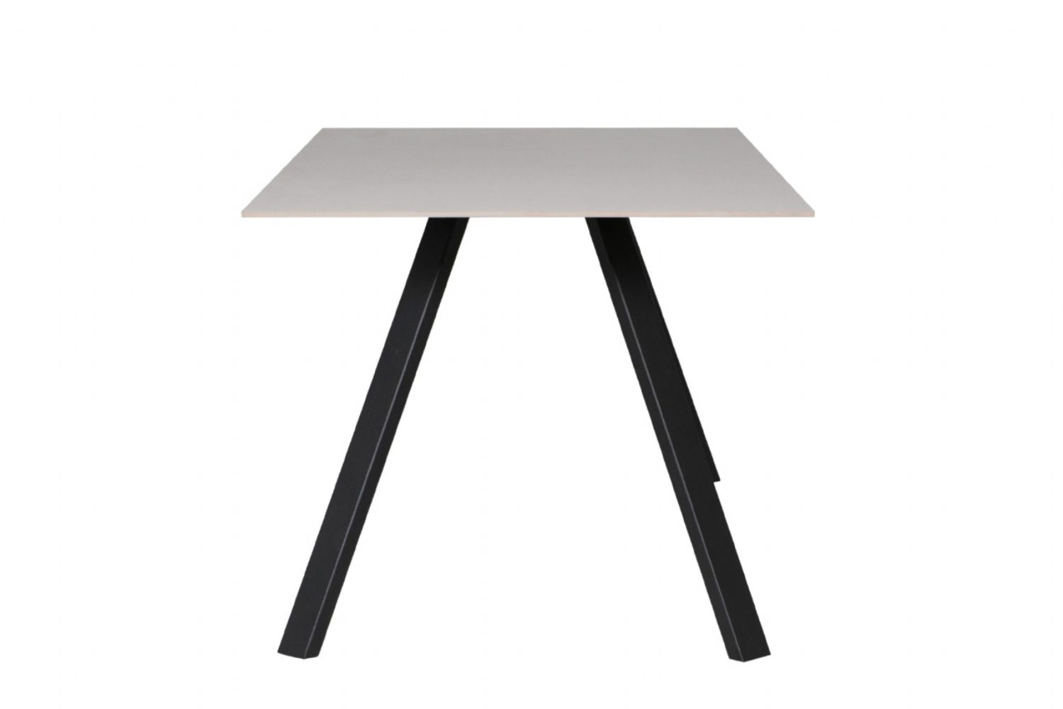 Grey Rectangular 160cm Dining Table Black Metal Legs