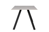 Grey Rectangular 160cm Dining Table Black Metal Legs