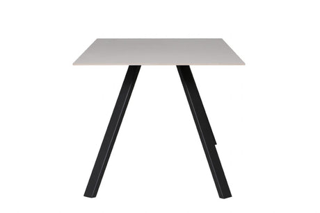 Grey Rectangular 160cm Dining Table Black Metal Legs