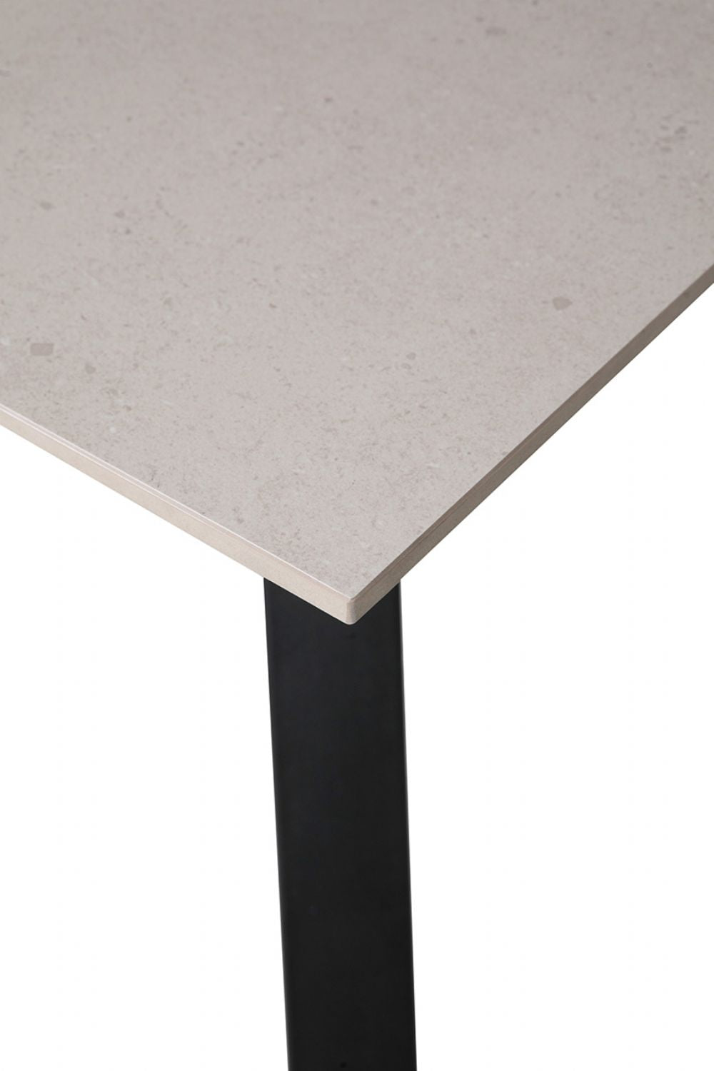 Grey Rectangular 160cm Dining Table Black Metal Legs