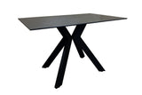 Black Stone Top 1.2m Rectangular Dining Table Metal Legs