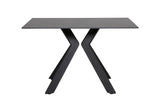 Black Stone Top 1.2m Rectangular Dining Table Metal Legs