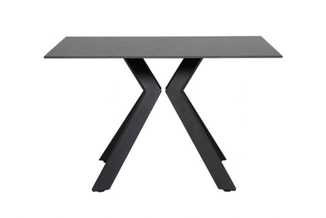 Black Stone Top 1.2m Rectangular Dining Table Metal Legs
