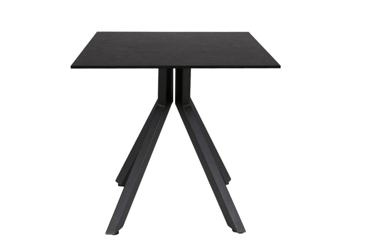Black Metal 1.6m Dining Table with Heat Resistant Top