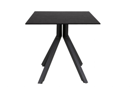 Black Metal 1.6m Dining Table with Heat Resistant Top