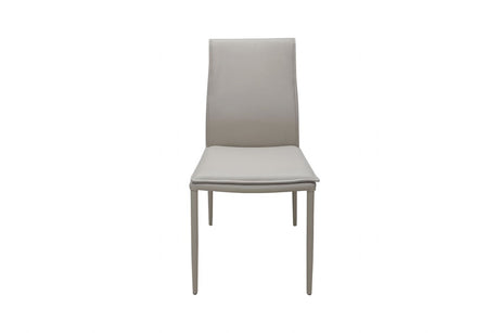 Mocha Plain Leather Dining Chair with Tapered Legs